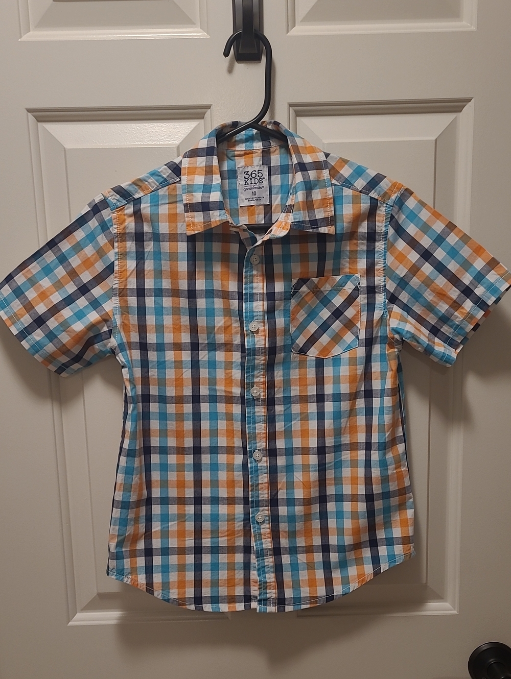 Garanimals Blue Orange White Plaid Button-Down Shirt